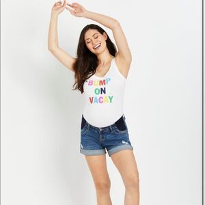 Motherhood Bump On Vacay Maternity Graphic Tank Size Large NWT
